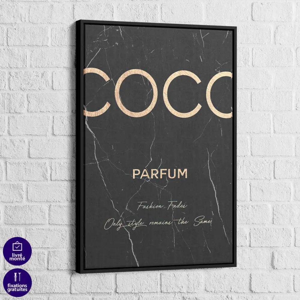Tableau Fashion Coco Noir et Or 3 Pièces - Montableaudeco