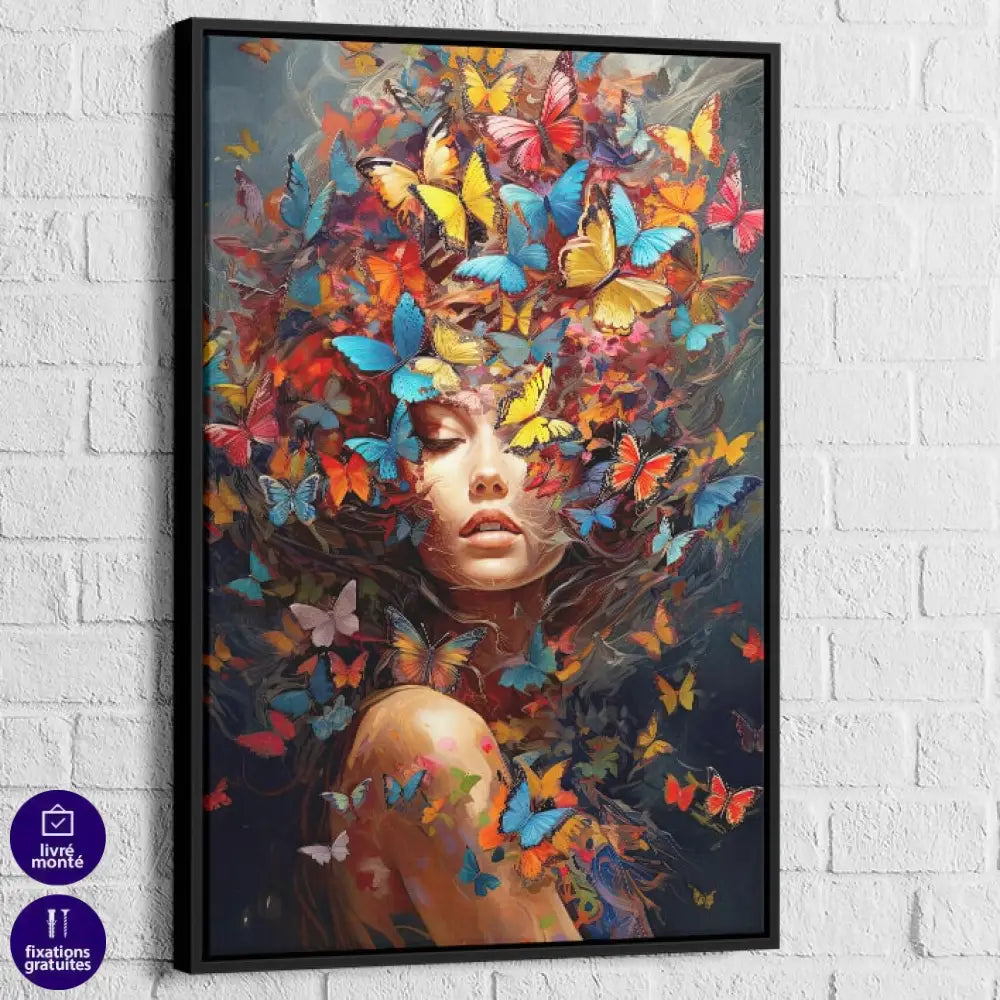 Tableau Femme Beauté Surréaliste 40x60cm / Cadre Noir Tableau Femme