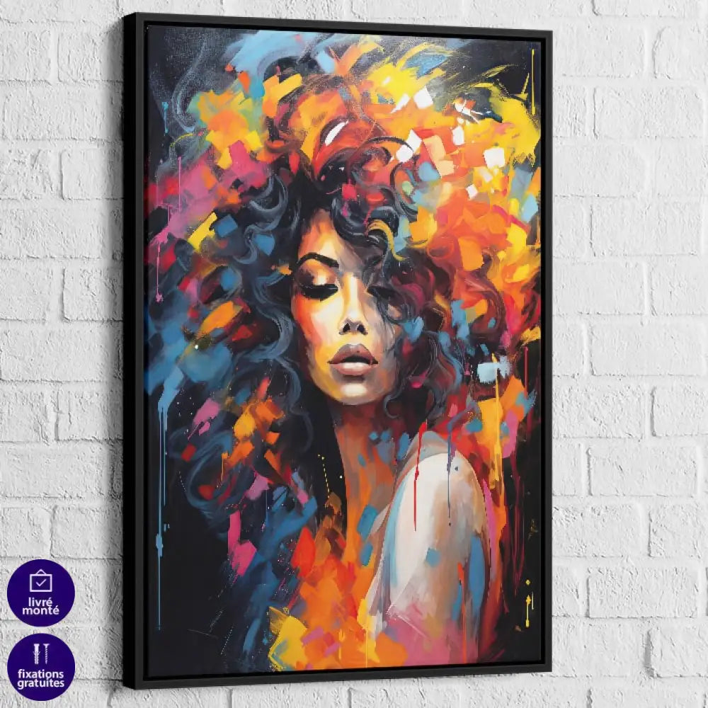 Tableau Femme Black Woman 40x60cm / Cadre Noir Tableau Femme