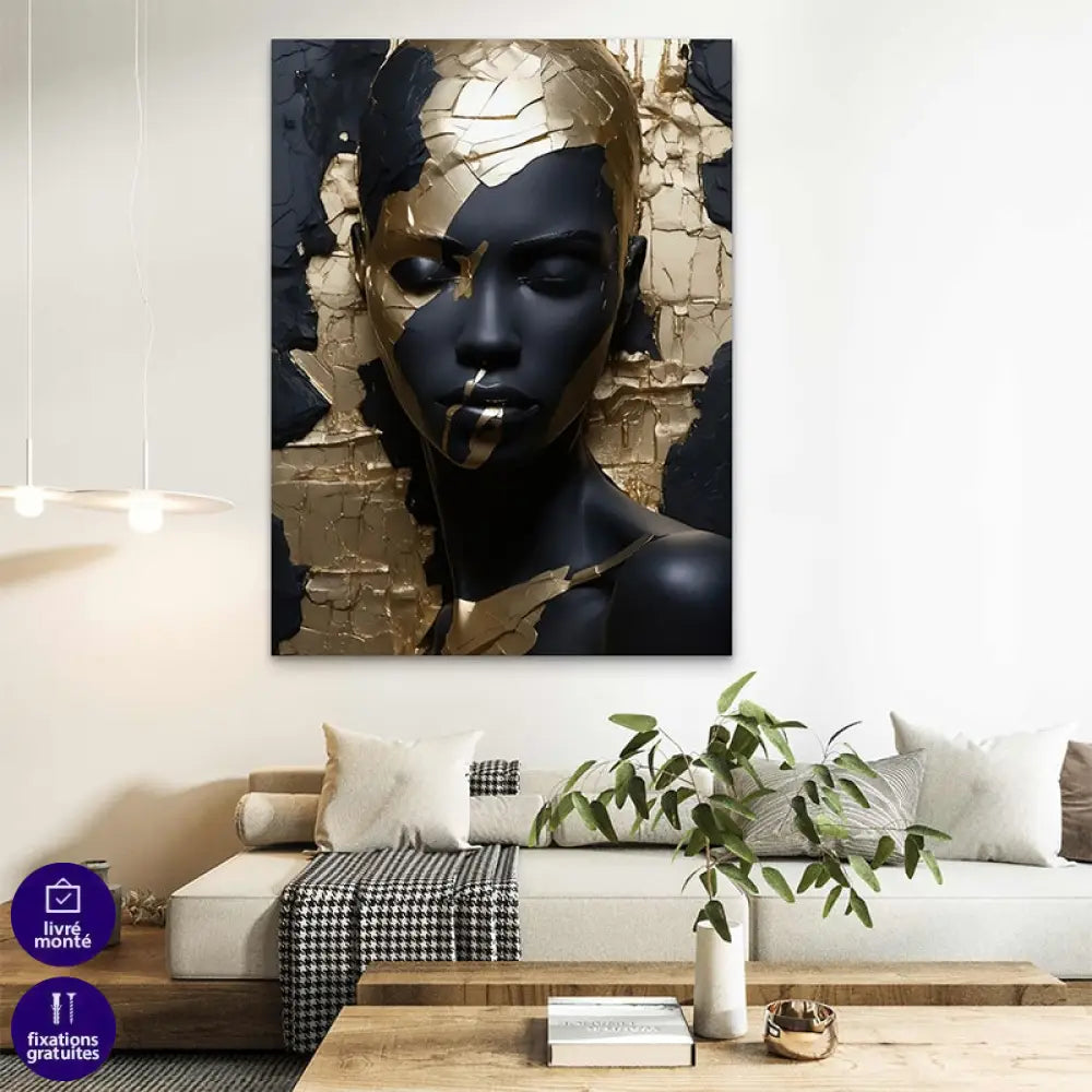 Tableau Femme Reine d’Or et d’Ombre Tableau Femme