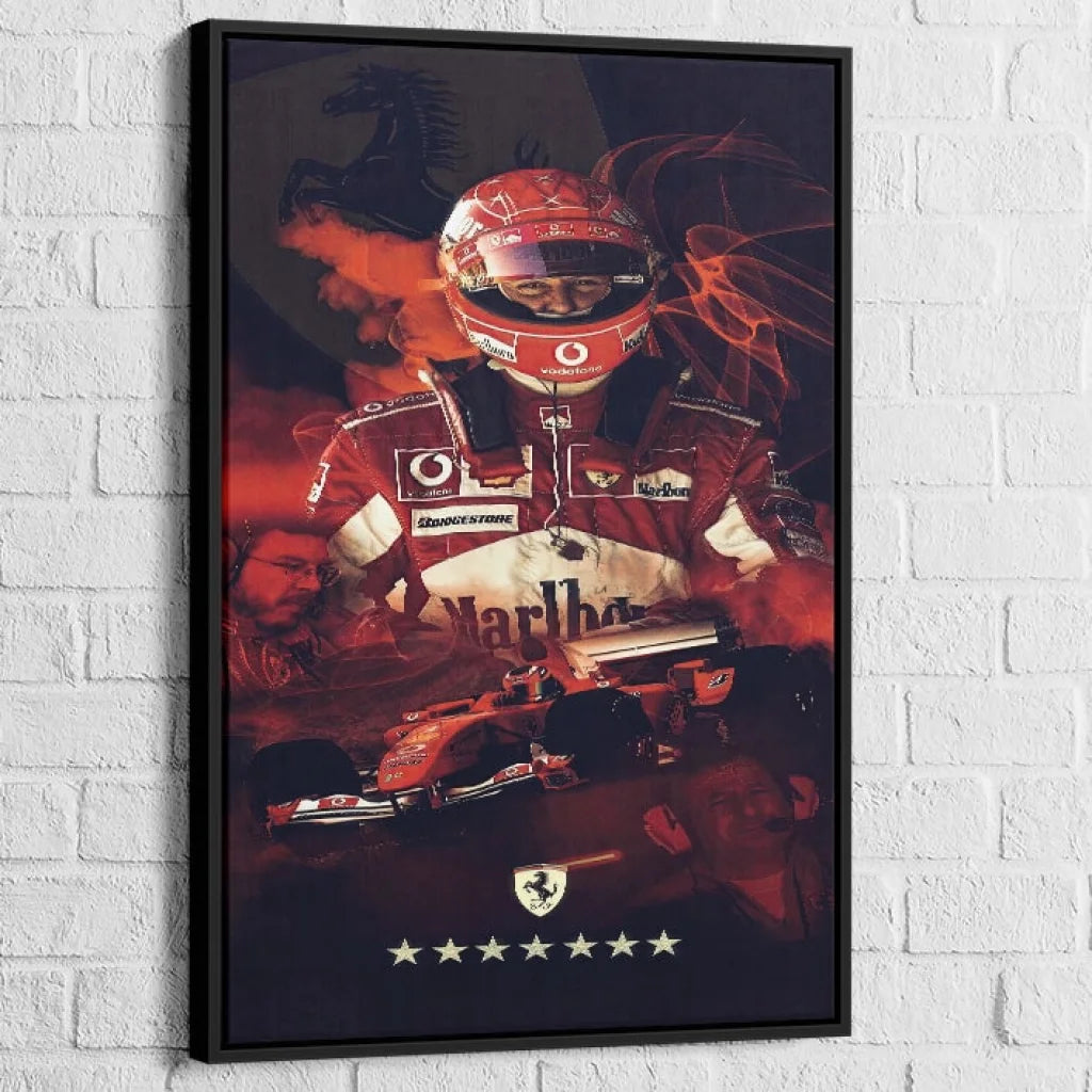 Tableau Ferrari et Schumacher Symbiose de Vitesse
