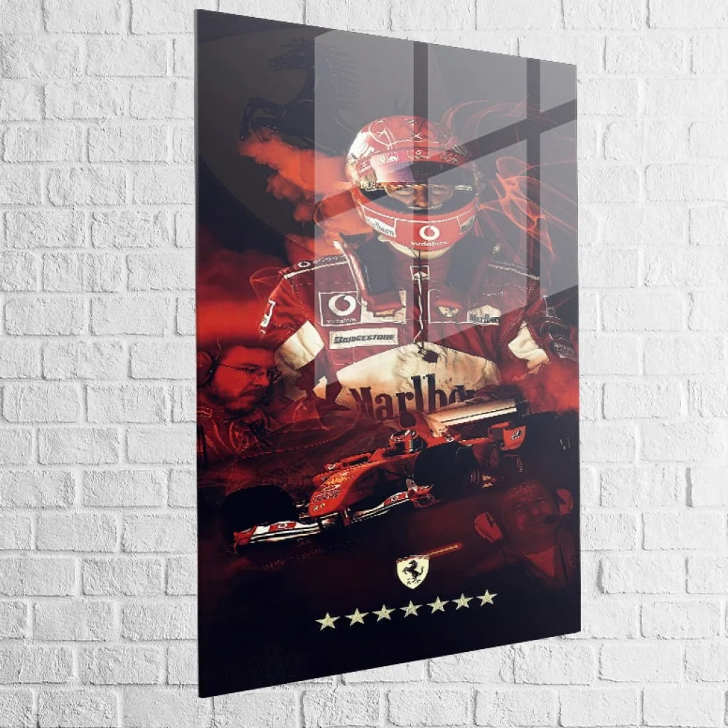 Tableau Ferrari et Schumacher Symbiose de Vitesse