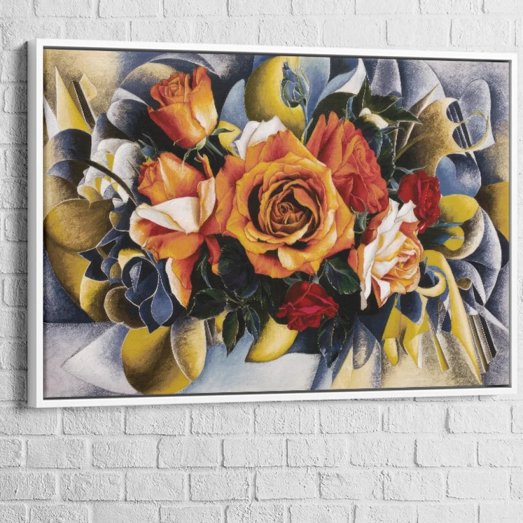 Tableau Fleur Carnaval de Roses 40x60cm / Cadre Blanc Tableau Fleur