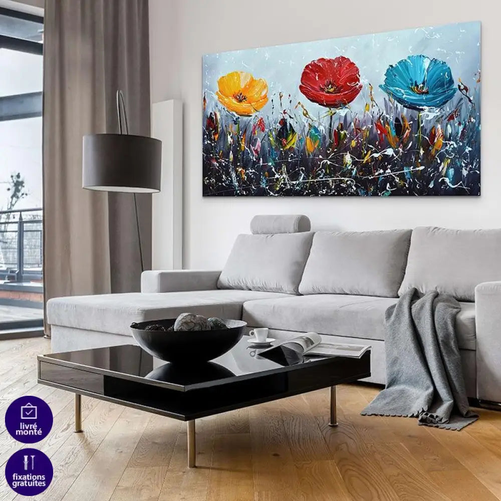 Tableau Fleur Les 3 Coquelicots - Montableaudeco