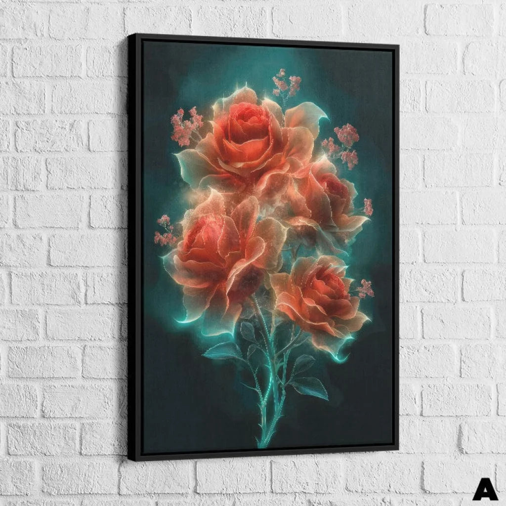Tableau Fleur Les 3 Fleurs 40x60cm / Cadre noir / A Tableau Fleur