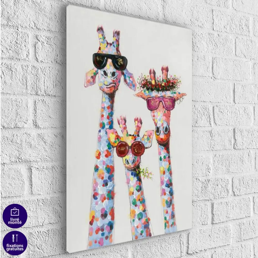 Tableau Girafe Cool Portrait de Famille - Montableaudeco