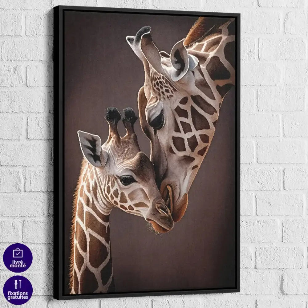 Toile girafe Étreinte d'Afrique - impression haute définition animaux sauvages