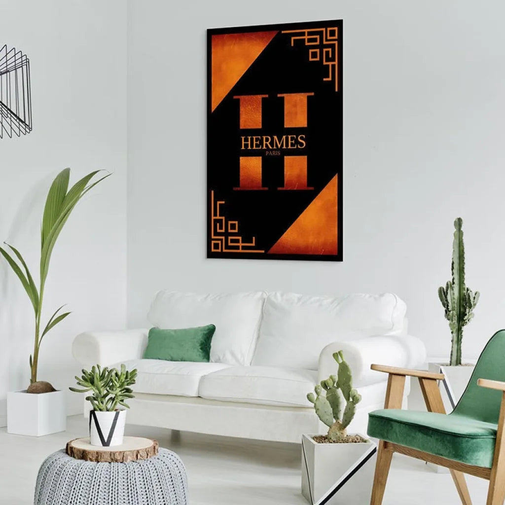 Tableau Hermès Rouge et Or Tableau Luxe