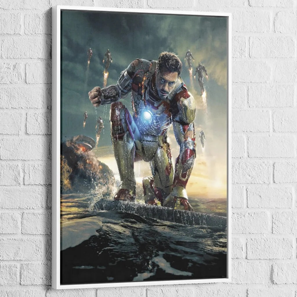 Tableau Iron Man Cœur de Titane 40x60cm / Cadre Blanc Tableau Marvel