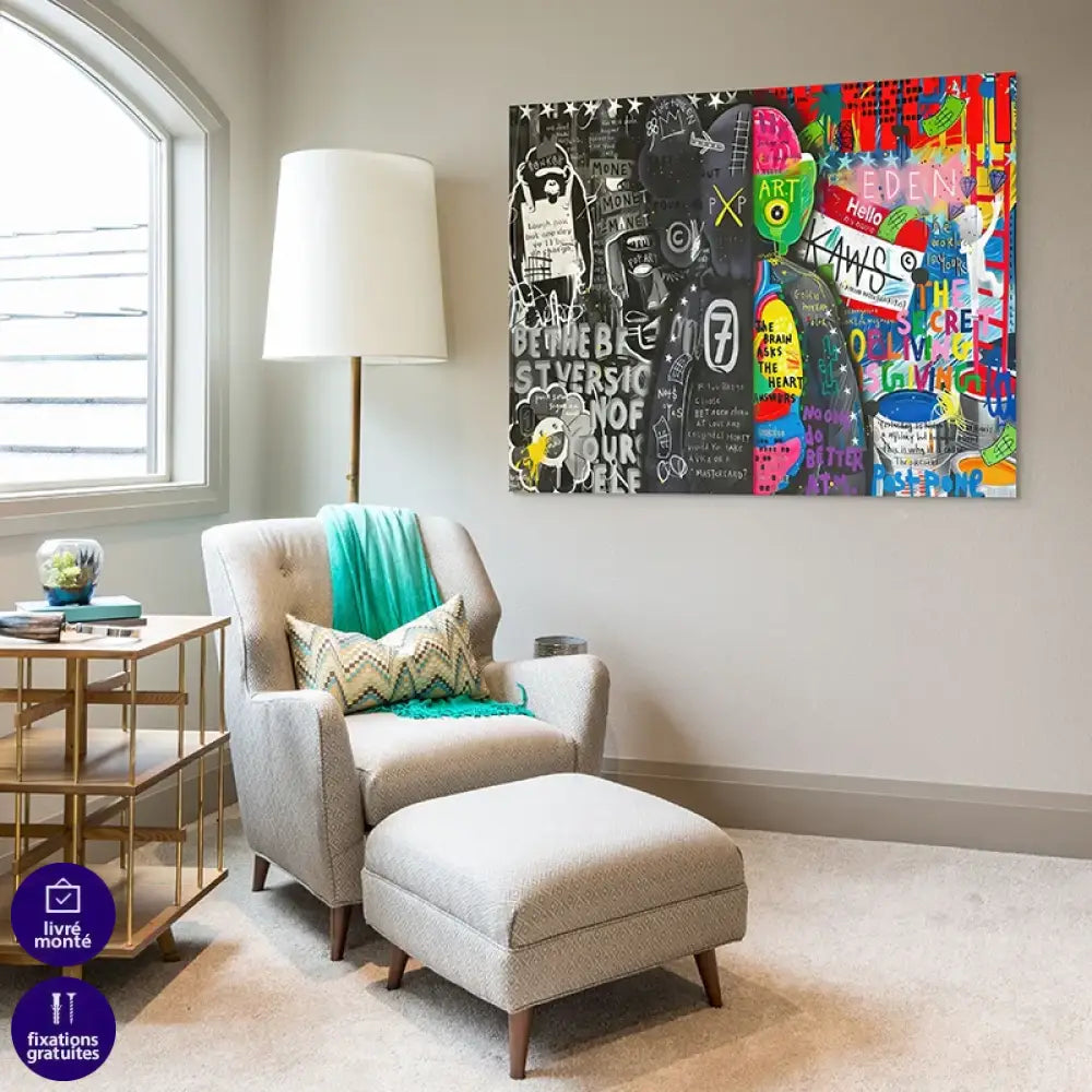 tableau moderne kaws graffiti notes point focal pour salon