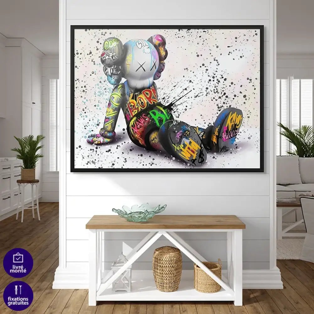 tableau kaws rebel pop avec cadre noir