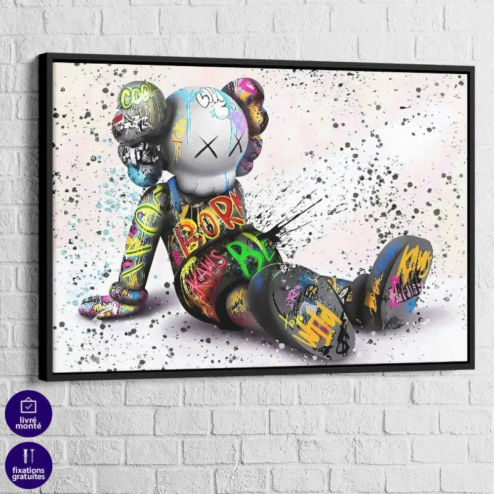 tableau kaws rebel pop avec cadre blanc