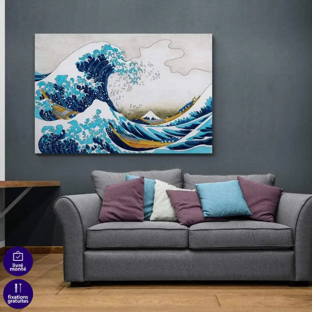 tableau japonais célèbre vague et mont fuji