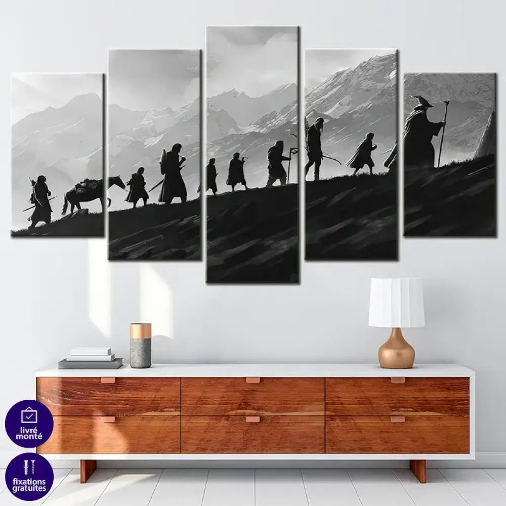 déco murale fantasy lotr communauté 5 panneaux impression hd