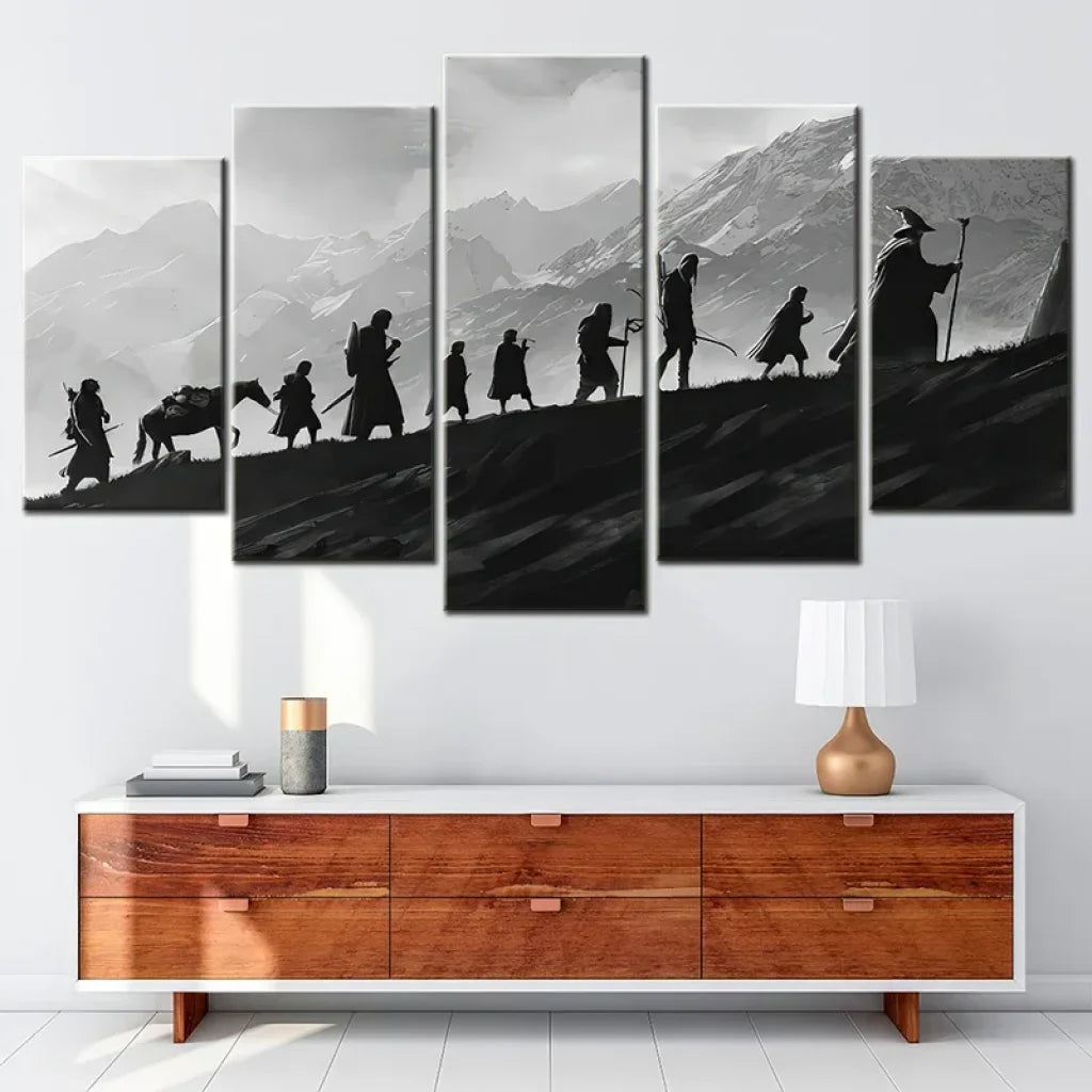 déco murale fantasy lotr communauté 5 panneaux impression hd