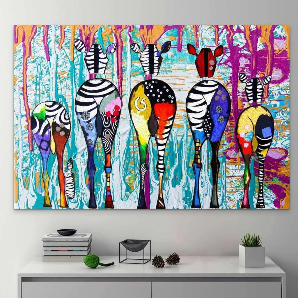 Tableau Les Zèbres colorés - Montableaudeco