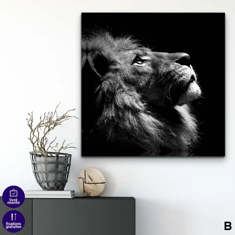 Tableau Lion Noir et Blanc Ensemble 3 Pièces - Montableaudeco