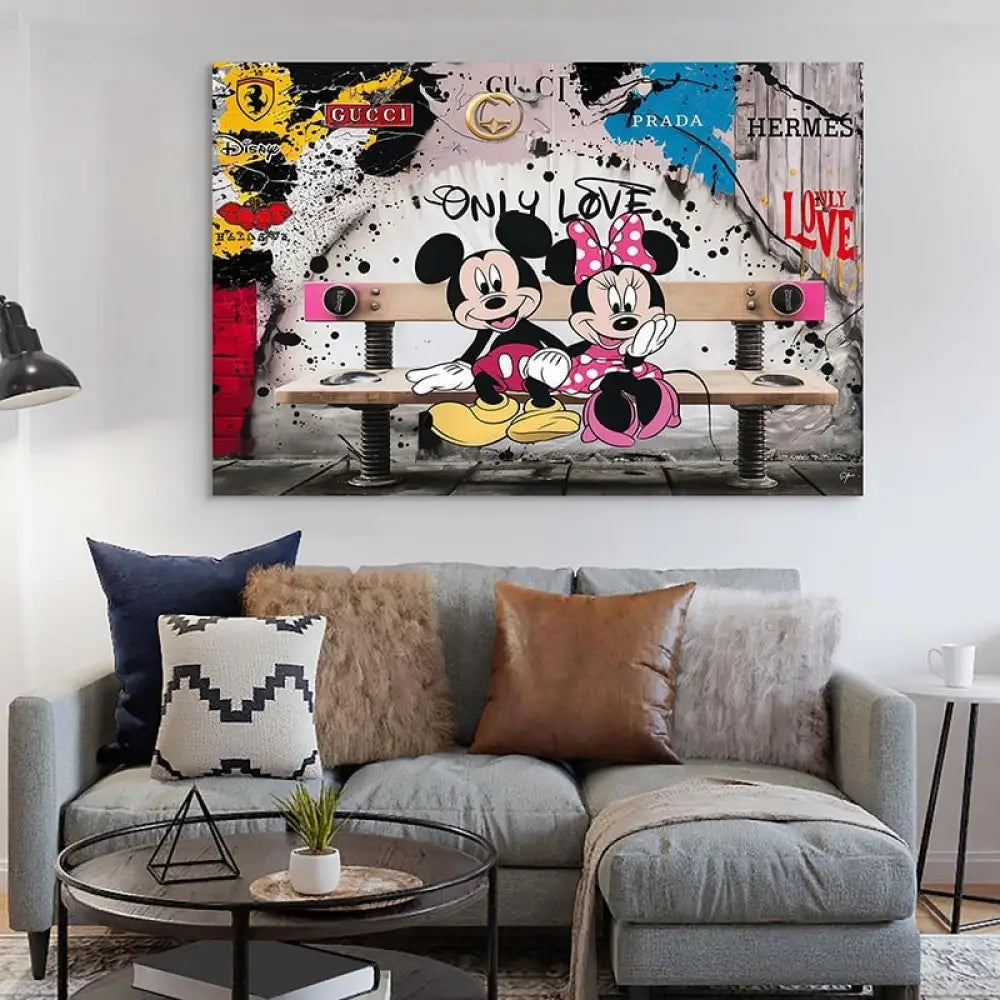 Tableau Luxe Mickey et Minnie Love Fashion 40x60cm / Affiche sans cadre Tableau Luxe