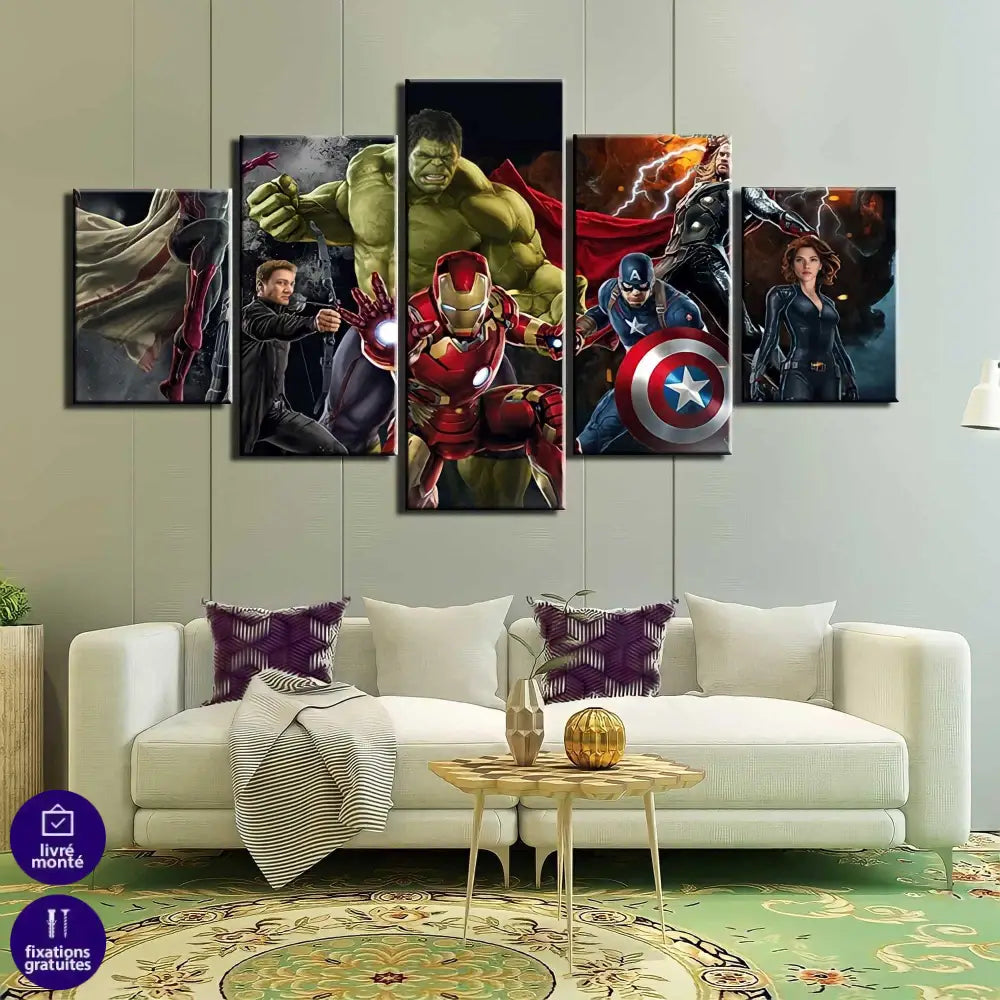 Tableau Marvel Avengers 5 Panneaux - Montableaudeco