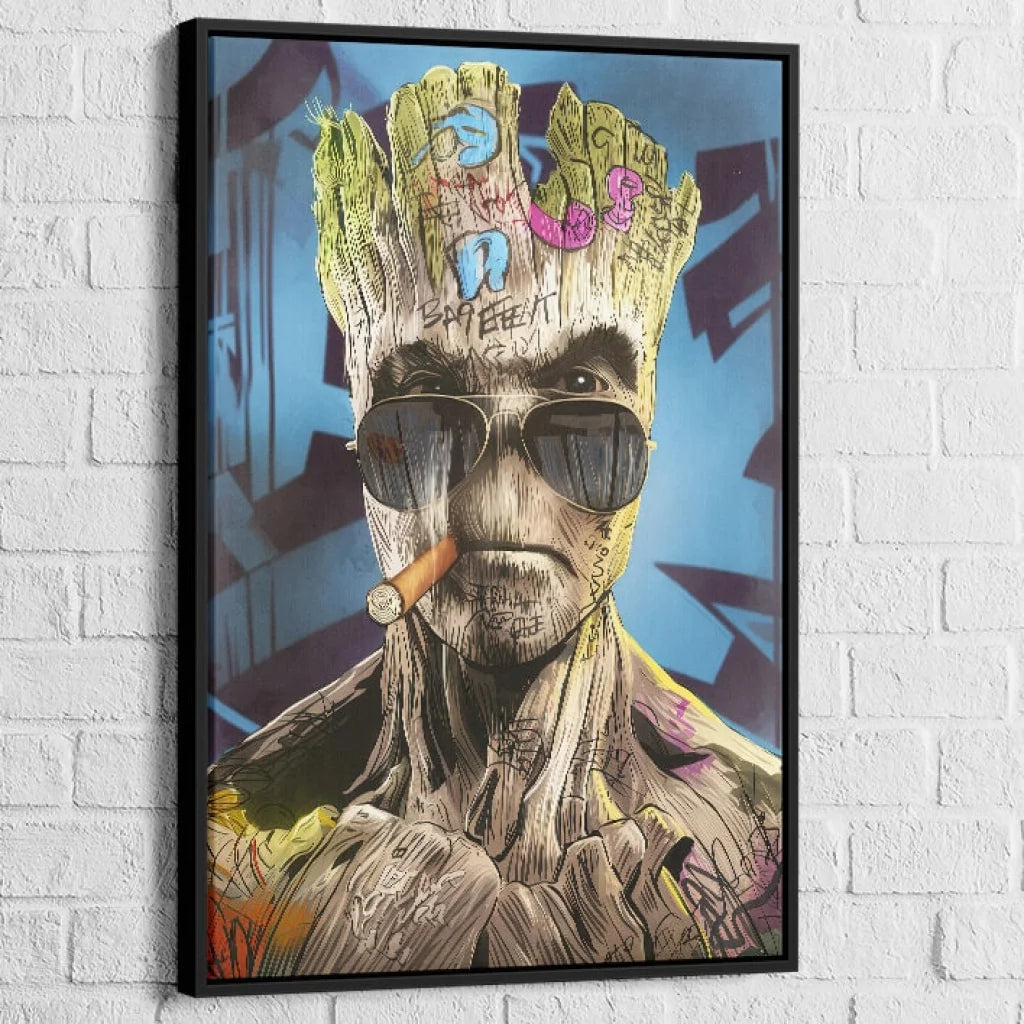 Tableau Marvel Groot 40x60cm / Cadre Noir Tableau Marvel