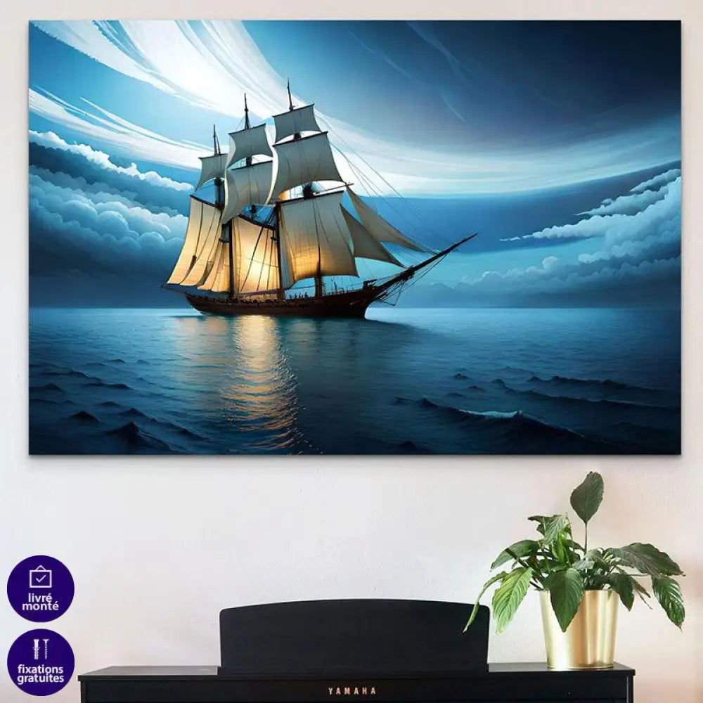 Tableau Mer Voilier de nuit - Montableaudeco