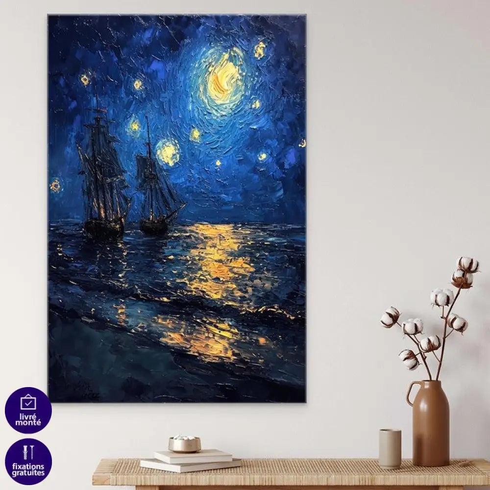 Tableau Mer Voiliers sous les étoiles - Montableaudeco