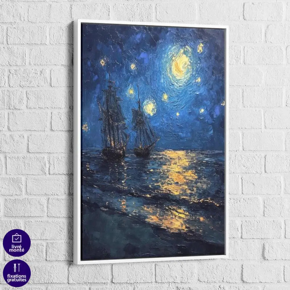 Tableau Mer Voiliers sous les étoiles - Montableaudeco