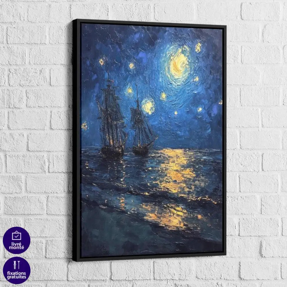Tableau Mer Voiliers sous les étoiles - Montableaudeco