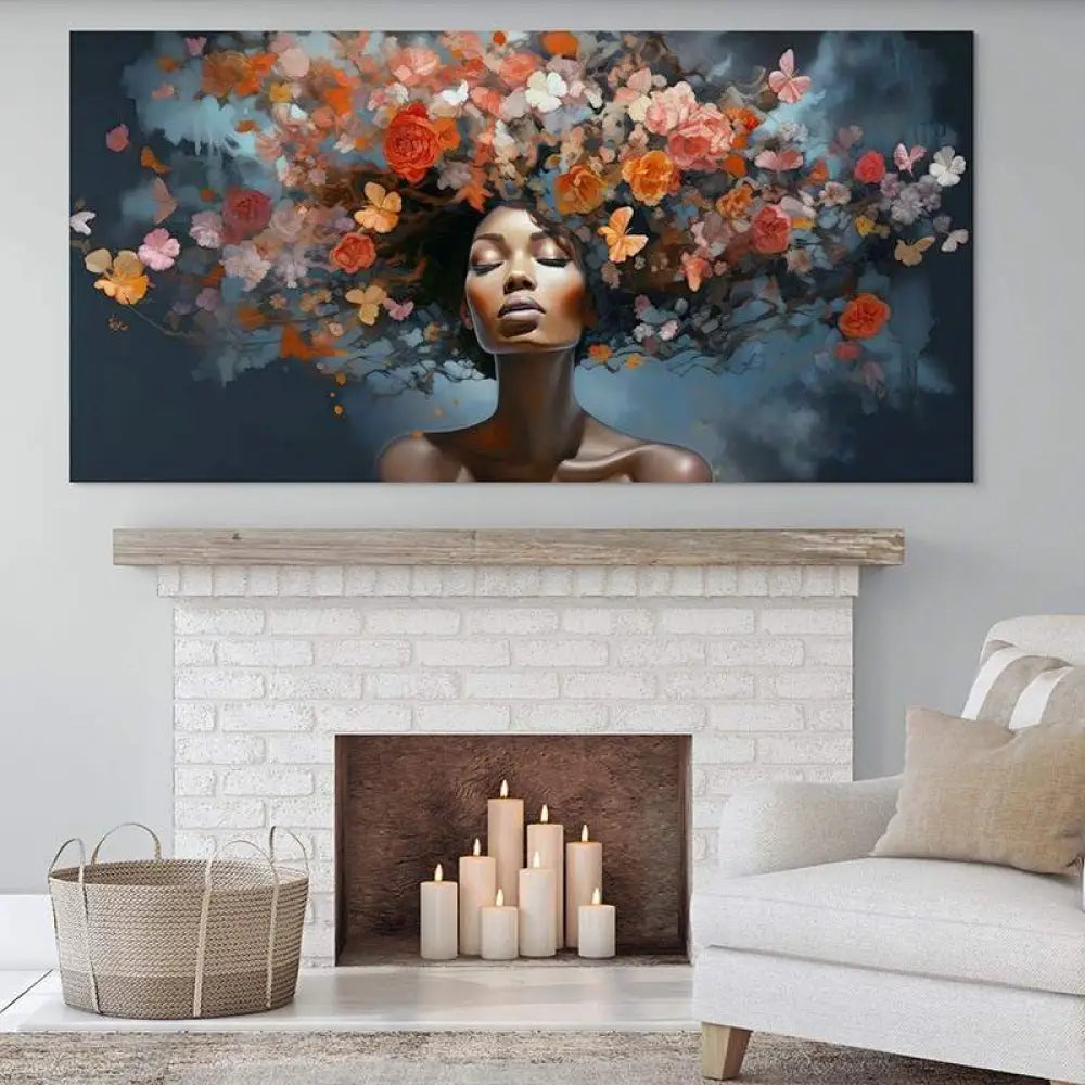 Tableau Moderne Âme en Fleurs 40x80cm / Toile tendue sur châssis Tableau moderne