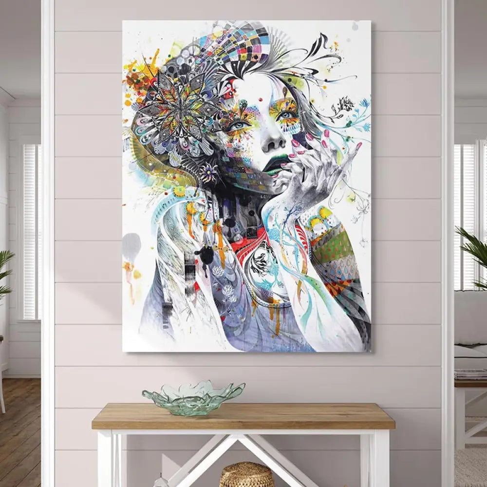 Tableau Moderne Femme Fleurs