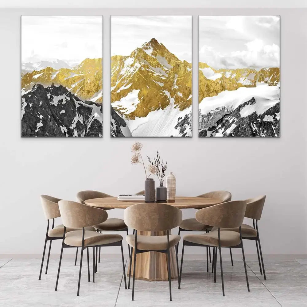 Tableau Montagne Enneigées 3 parties - Montableaudeco