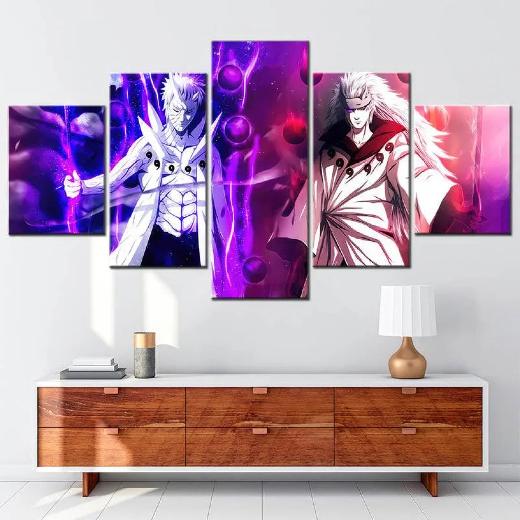 Tableau Naruto 5 Parties Éclat des Ombres Obito et Madara - Montableaudeco