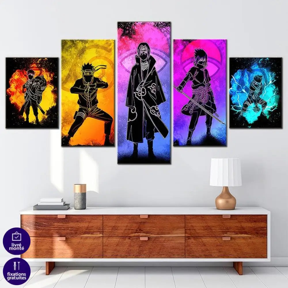 Tableau Naruto 5 Parties Spectre des Shinobi : Éclat de Couleurs - Montableaudeco