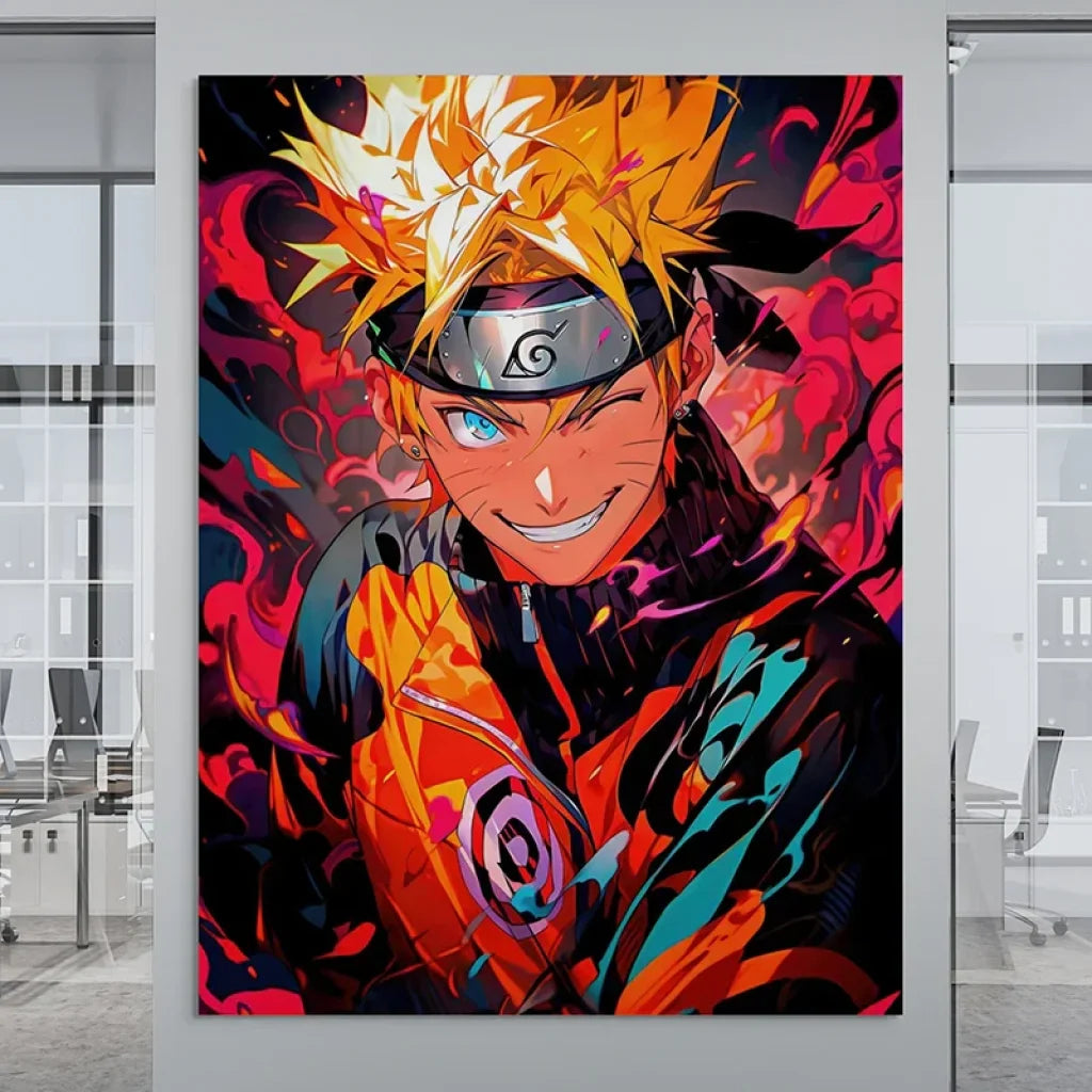 tableau Naruto Flamme du Ninja avec couleurs flamboyantes