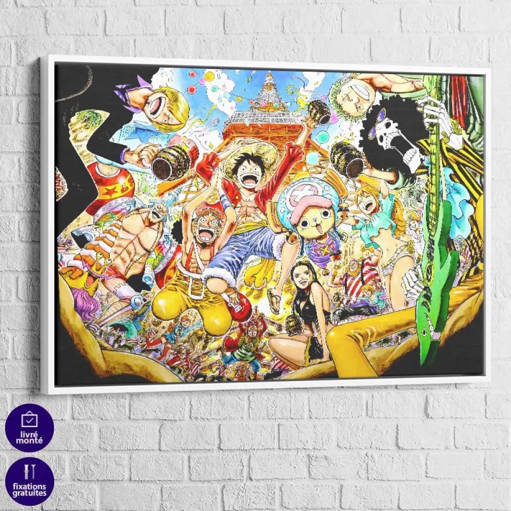 poster One Piece scène festive Paris Tour Eiffel