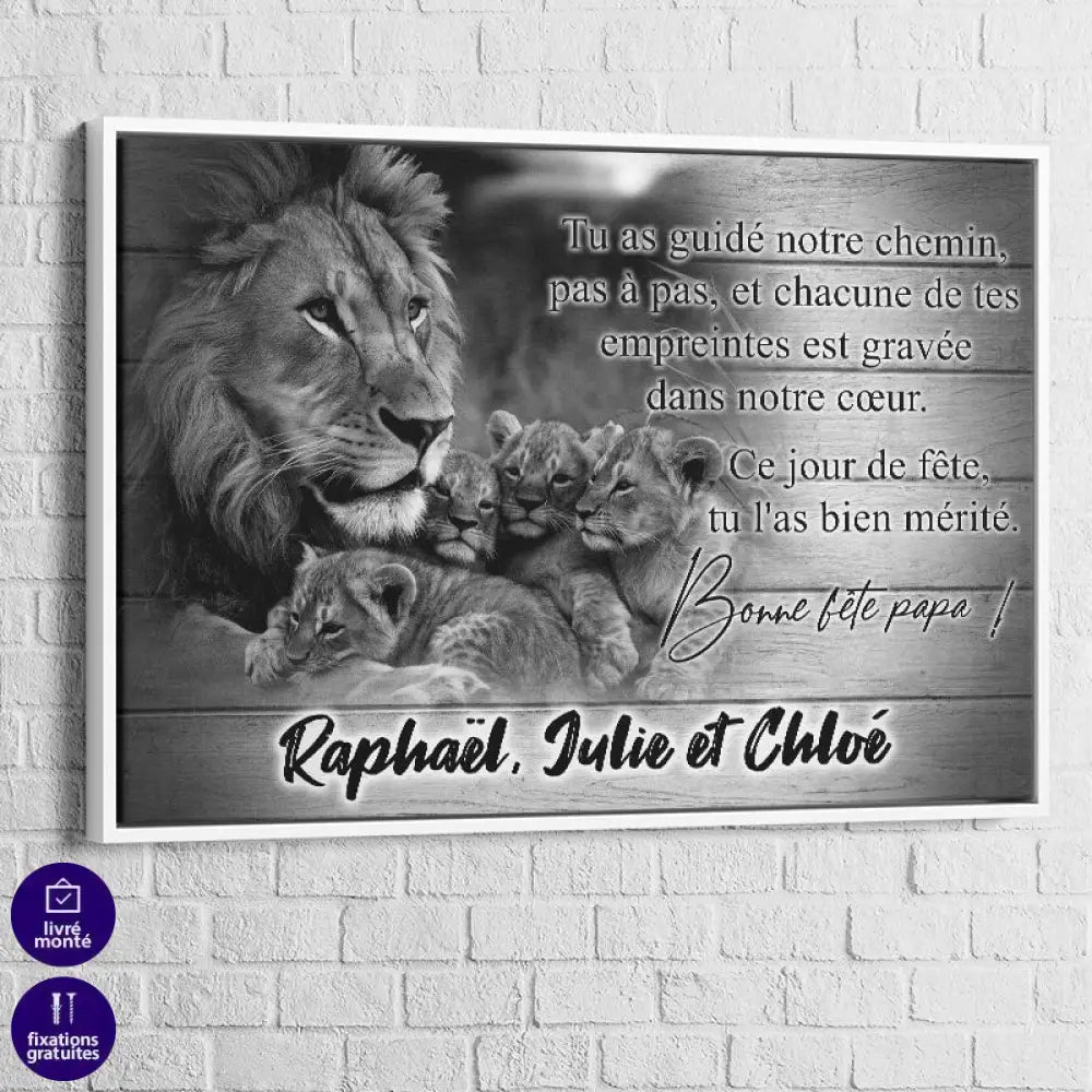 Tableau Personnalisé Papa 40x60cm / Cadre blanc Toile Imprimée