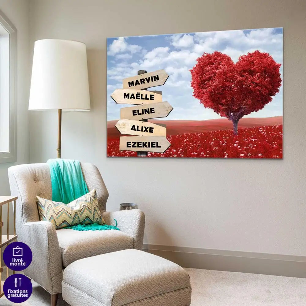 Tableau Personnalisé Prénoms Arbre Cœur - Montableaudeco