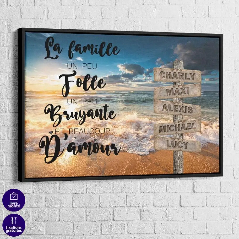 Tableau Personnalisé Prénoms avec Message La Mer - Montableaudeco