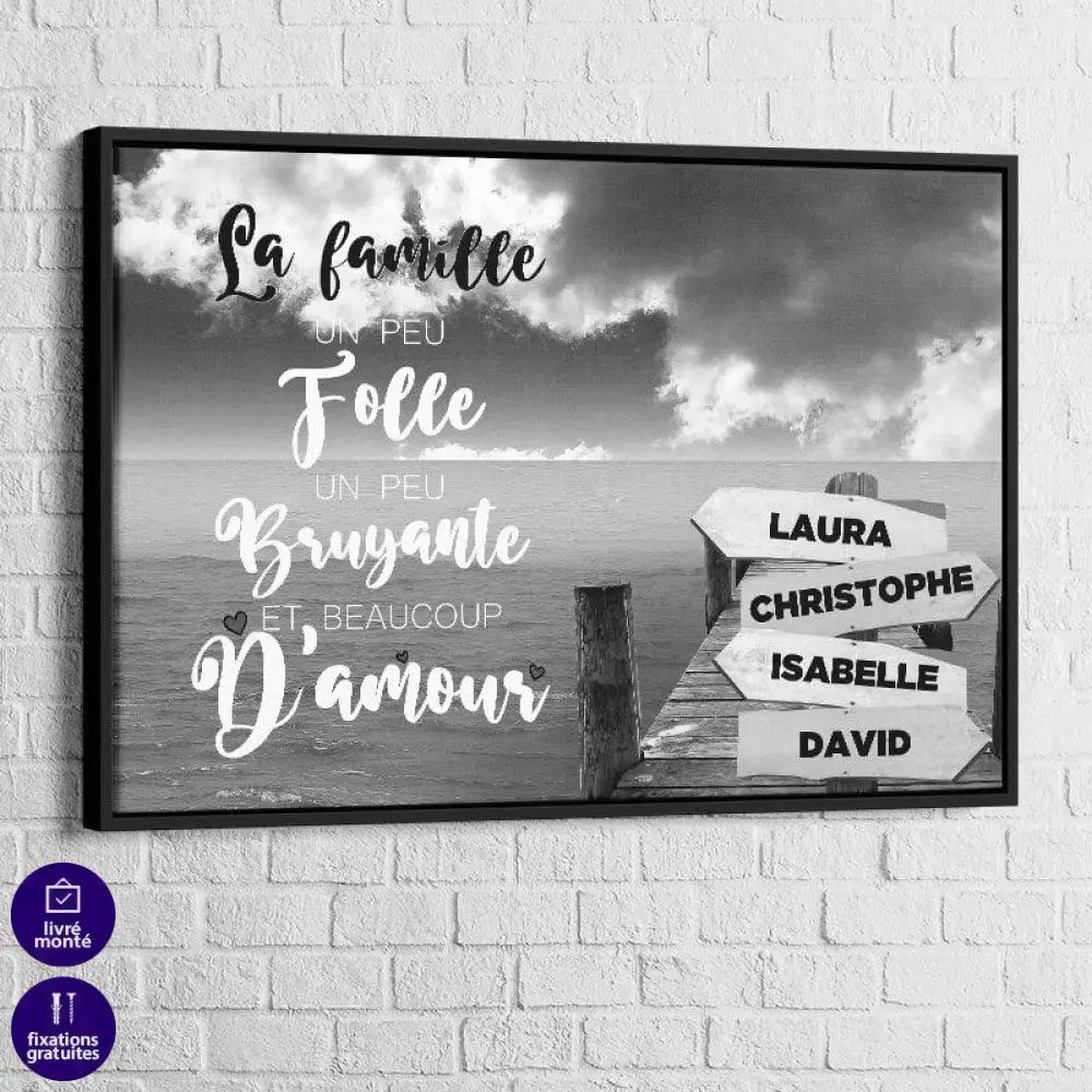 Tableau Personnalisé Prénoms avec Message Ponton - Montableaudeco