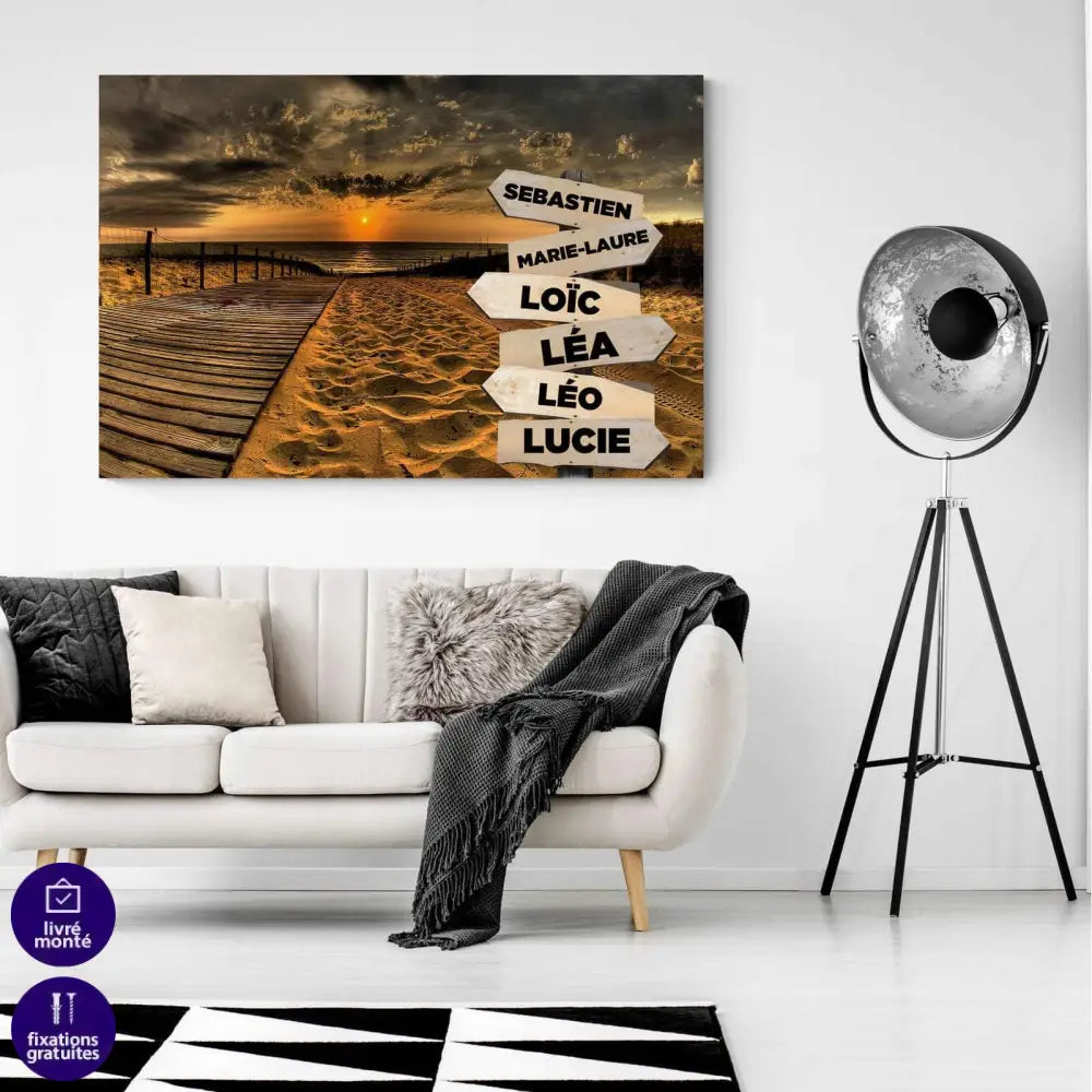 Tableau Personnalisé Prénoms Coucher de Soleil - Montableaudeco