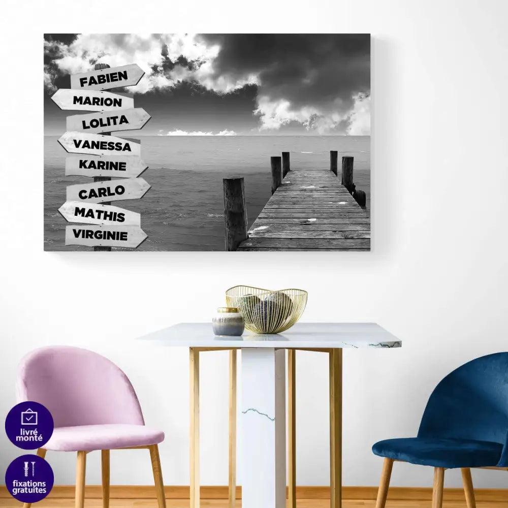 Tableau Personnalisé Prénoms Ponton sur Mer - Montableaudeco