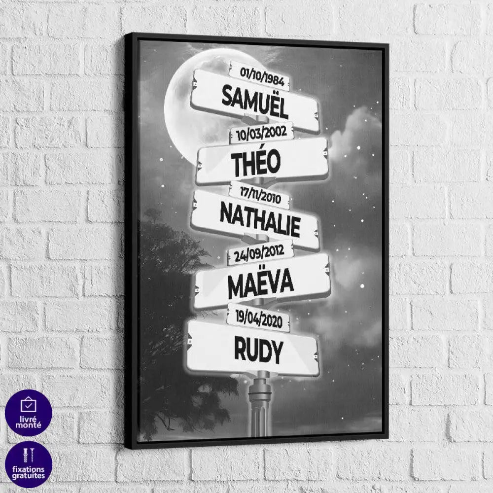 Tableau Personnalisé Prénoms Sous la lune - Montableaudeco