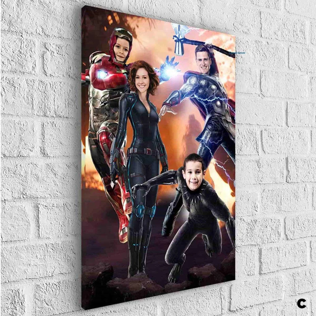 Tableau Personnalisé Super Héros Marvel Famille 4 personnages - Montableaudeco