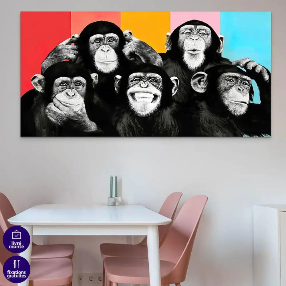 Tableau Pop Art Chimpanzés - Montableaudeco