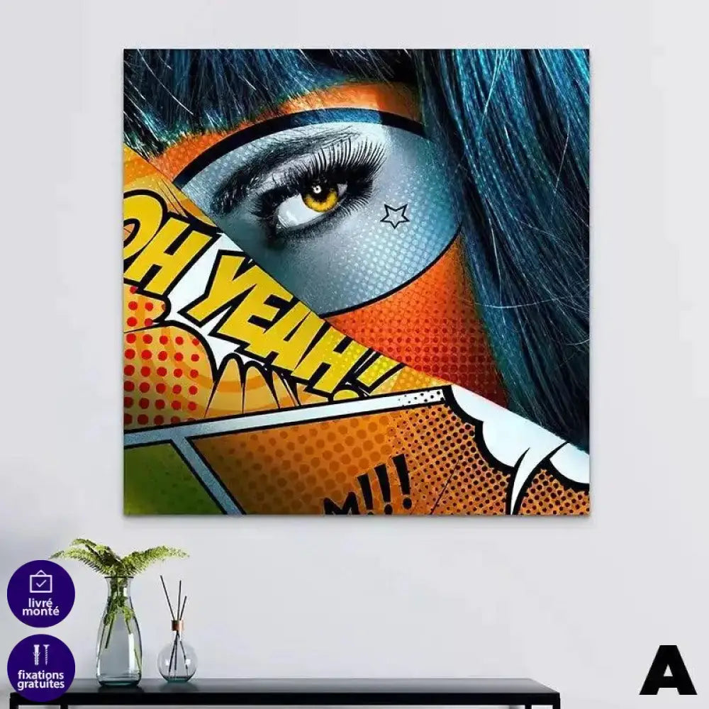 Tableau Pop Art Collection de Femmes Tatouées Flashy et Colorées - Montableaudeco