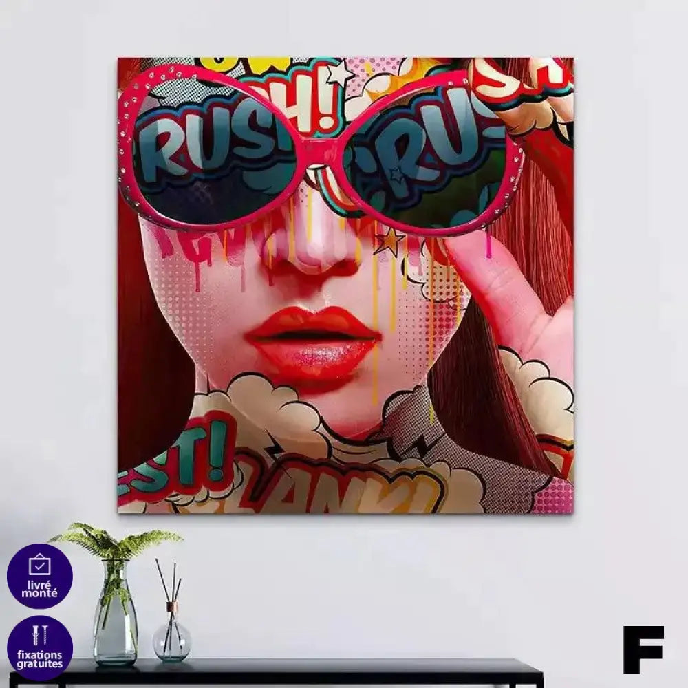 Tableau Pop Art Collection de Femmes Tatouées Flashy et Colorées - Montableaudeco