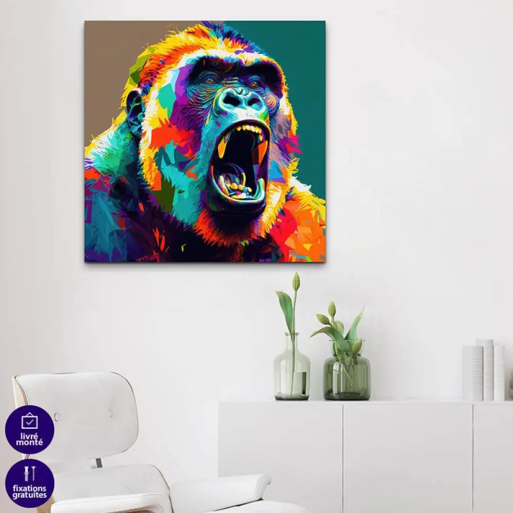 Tableau Pop Art Gorille La Colère - Montableaudeco
