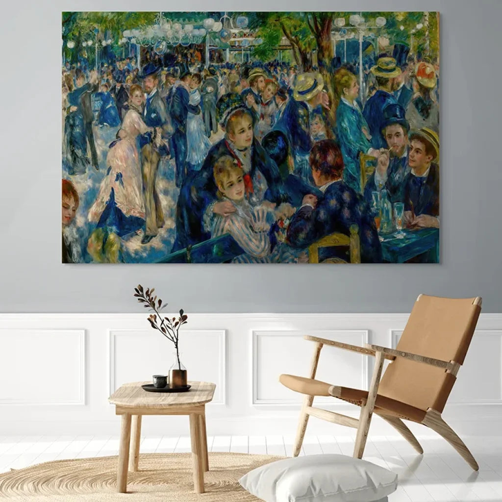 Reproduction HD du Bal du Moulin de la Galette de Renoir, scène de danse à Montmartre