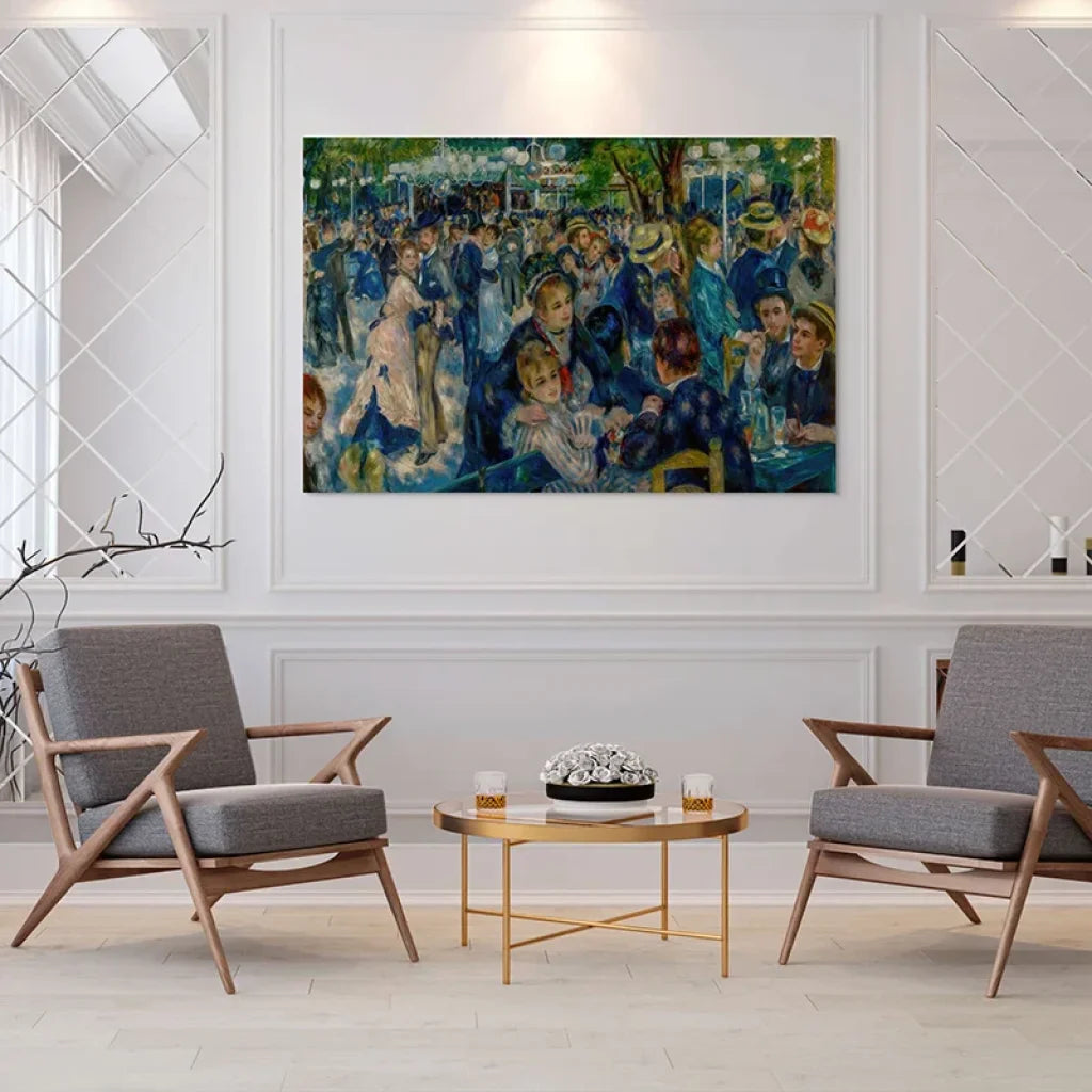 Toile tendue sur châssis, tableau Renoir Bal du Moulin de la Galette, prête à accrocher