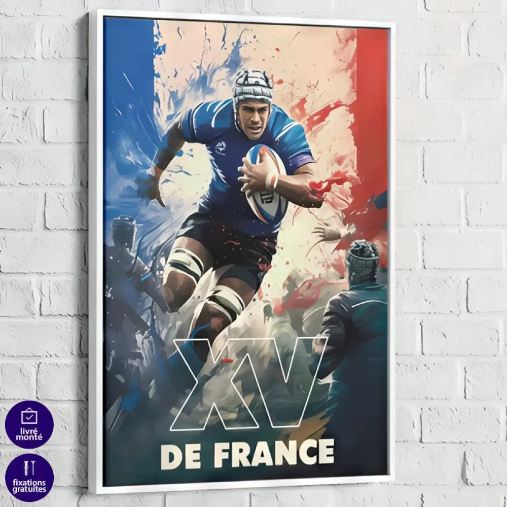 Impression haute définition joueur rugby France en course